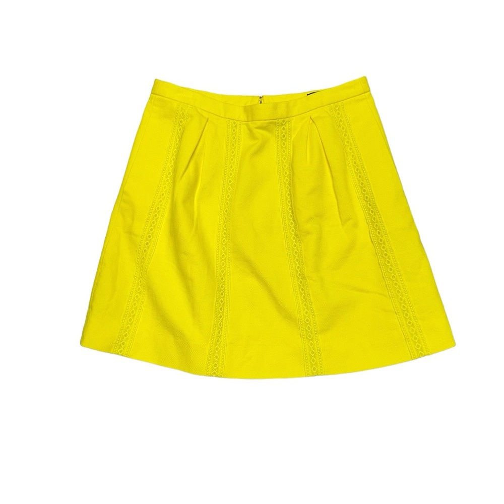 J. Crew Citron Yellow Cotton‎ Embroidered Skirt Womens Size 4 Boho Summer Bright